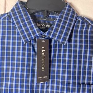 Claiborne Long Sleeve Plaid Dress Shirt Small